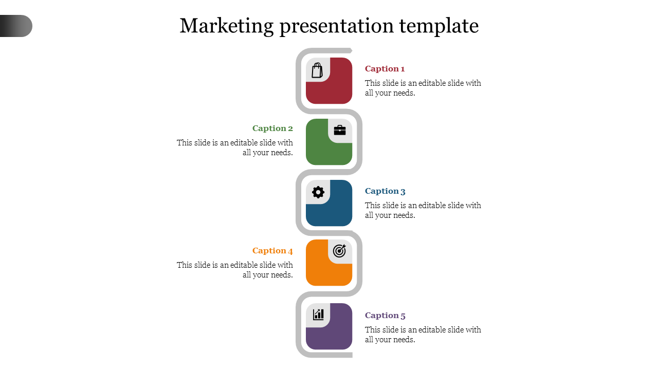 Free - Marketing Presentation Template Slide Design 5-Node